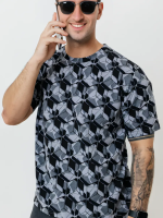 Футболка мужская оверсайз ФК678 куб серый